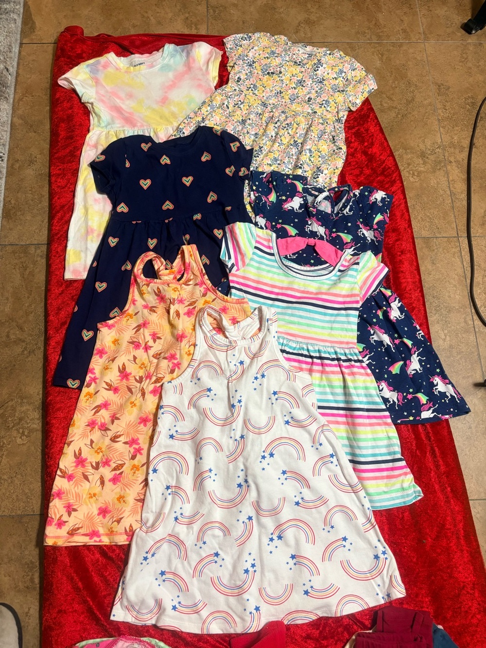 Bundle of Old Navy Girls' Multi-Color Rainbow, Stripe & Unicorn Dresses
